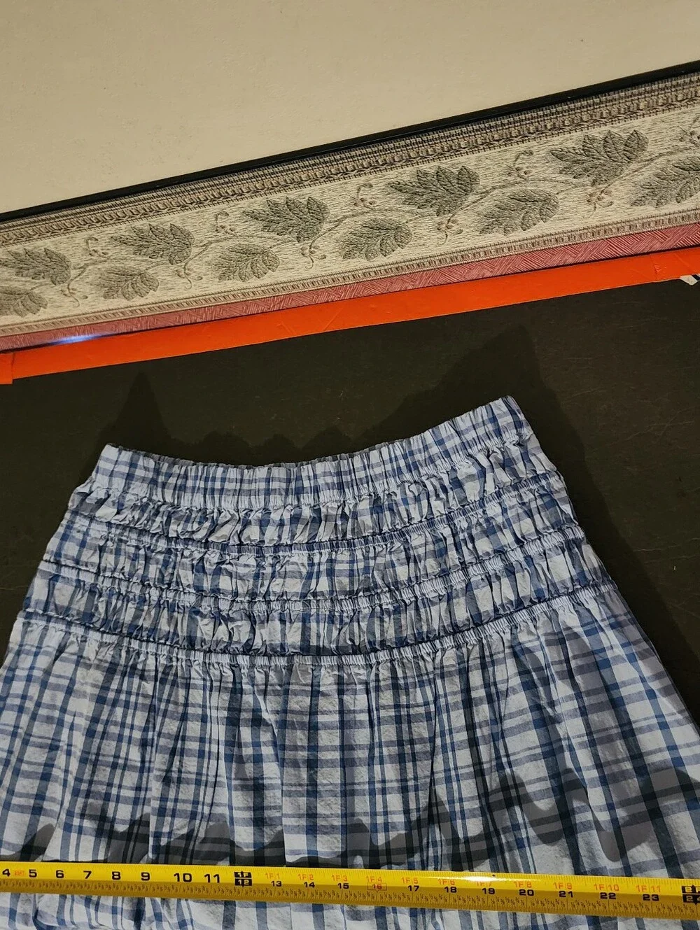 Free Assembly Smocked Waist Embroidered Plaid Maxi Skirt Size M NWT - Picture 9 of 9